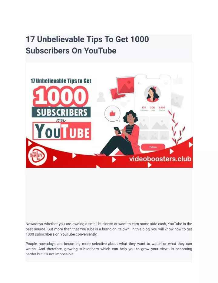 17 unbelievable tips to get 1000 subscribers