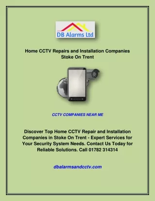 Home CCTV Repairs and Installation Companies Stoke On Trent