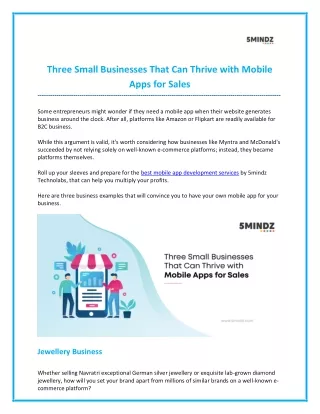 Three Small Businesses That Can Thrive with Mobile Apps for Sales