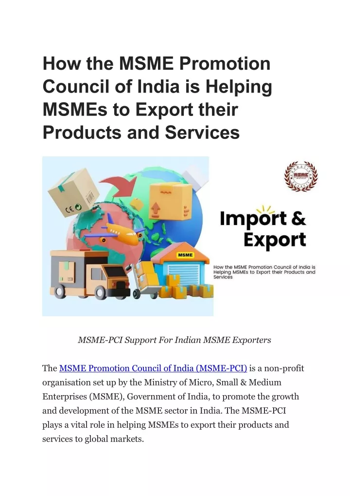 how the msme promotion council of india