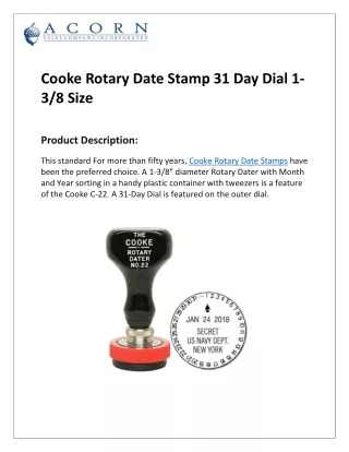 Cooke Rotary Date Stamp - Acorn Sales