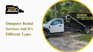 Benefits Of Dumpster Rental Services And It's different types
