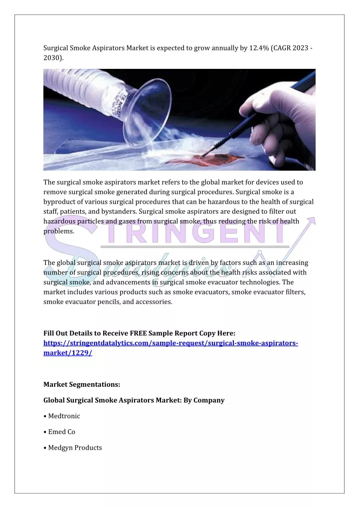 surgical smoke aspirators market is expected