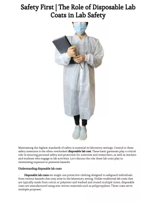 Safety First _ The Role of Disposable Lab Coats in Lab Safety