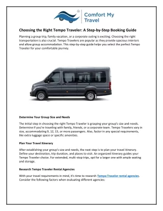 Choosing the Right Tempo Traveler and A Step-by-Step Booking Guide