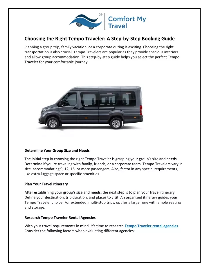 choosing the right tempo traveler a step by step