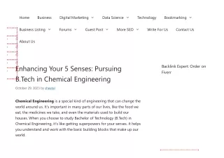 Enhancing 5 Senses_ Pursuing B.Tech in Chemical Engineering