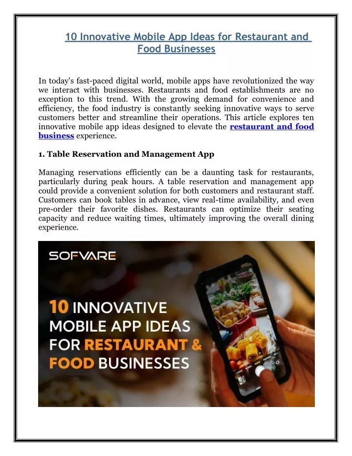 10 innovative mobile app ideas for restaurant