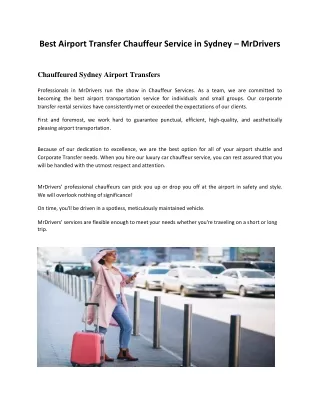 Best Airport Transfer Chauffeur Service in Sydney – MrDrivers