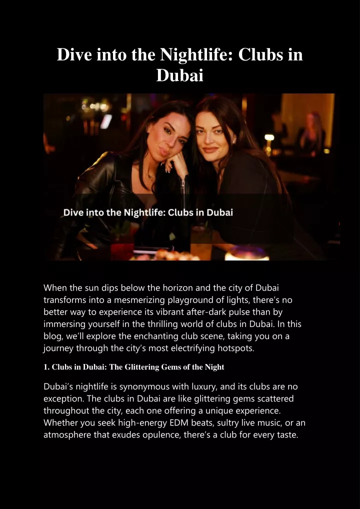 dive into the nightlife clubs in dubai