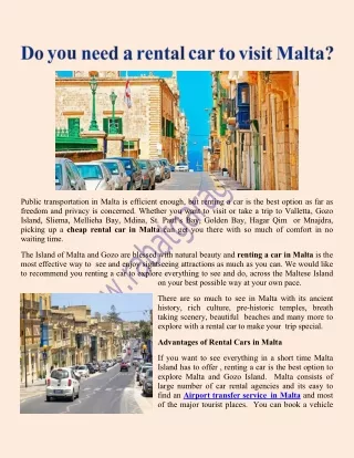 Do you need a rental car to visit Malta