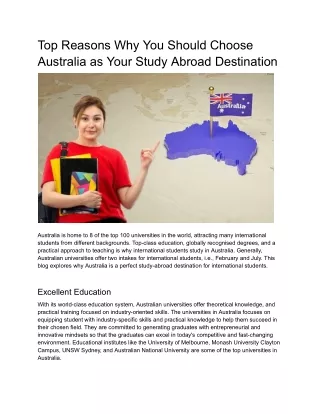 Why study in Australia is popular study destination