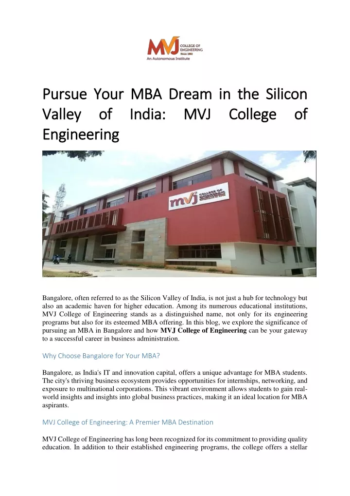 pursue your mba dream in the silicon pursue your