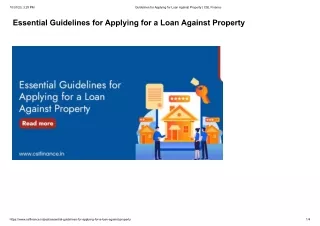 Essential Guidelines for Applying for a Loan Against Property