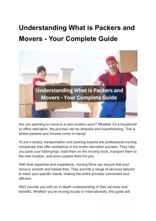 Understanding What is Packers and Movers - Your Complete Guide