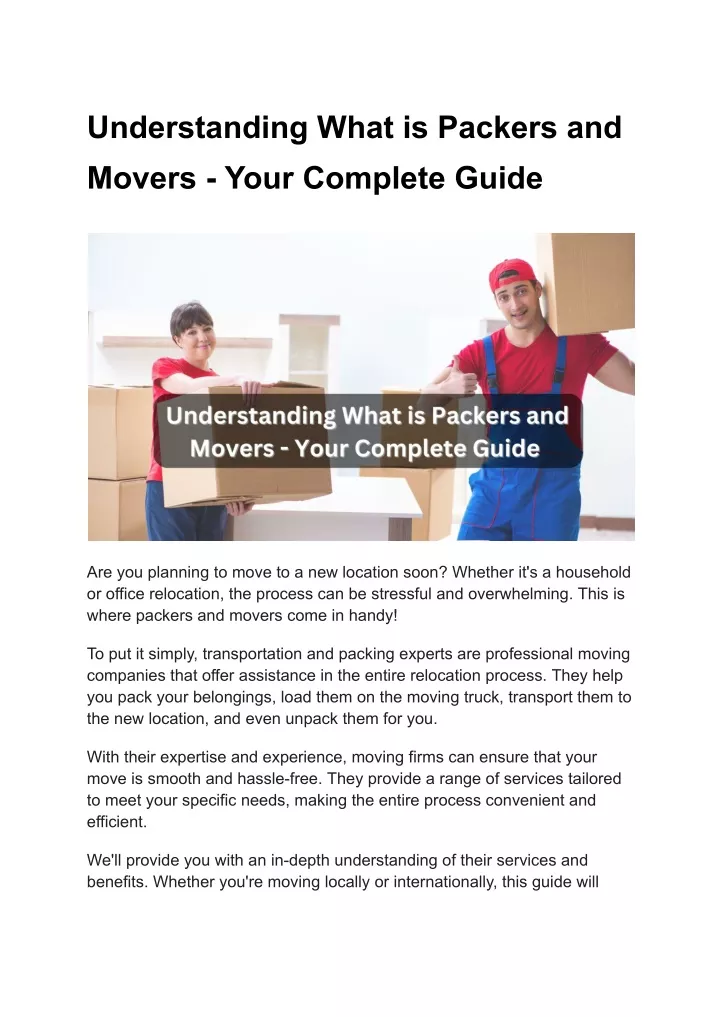 understanding what is packers and movers your