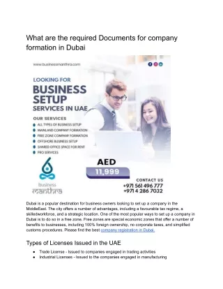 What are the required Documents for company formation in Dubai