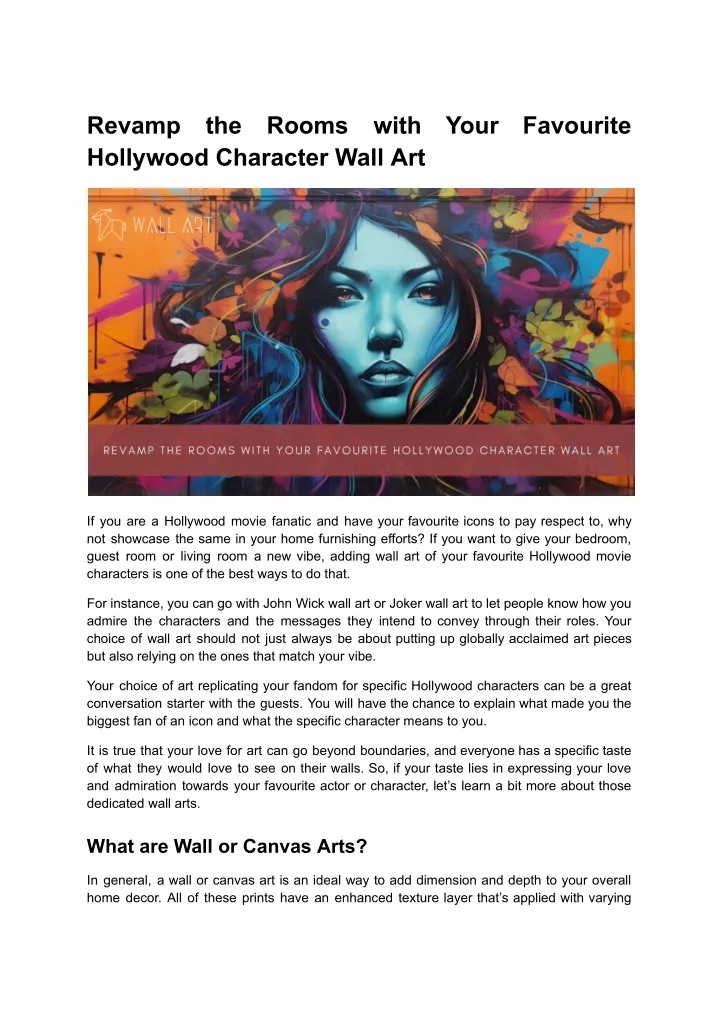 revamp hollywood character wall art