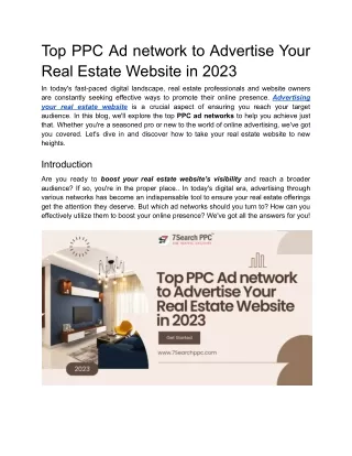 Top PPC Ad network to Advertise Your Real Estate Website in 2023