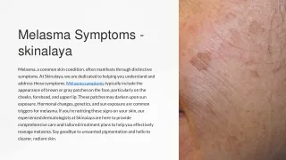 Affordable Melasma Solutions at Skinalaya