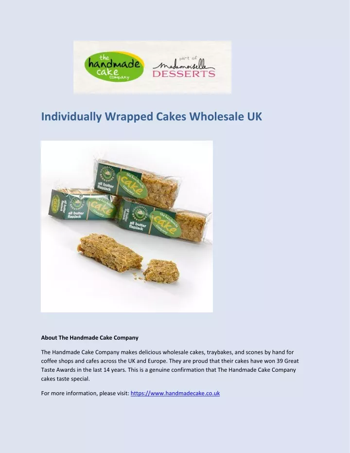 individually wrapped cakes wholesale uk