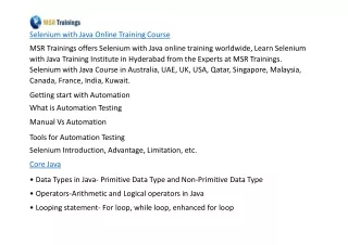 Selenium with Java Online Training Course
