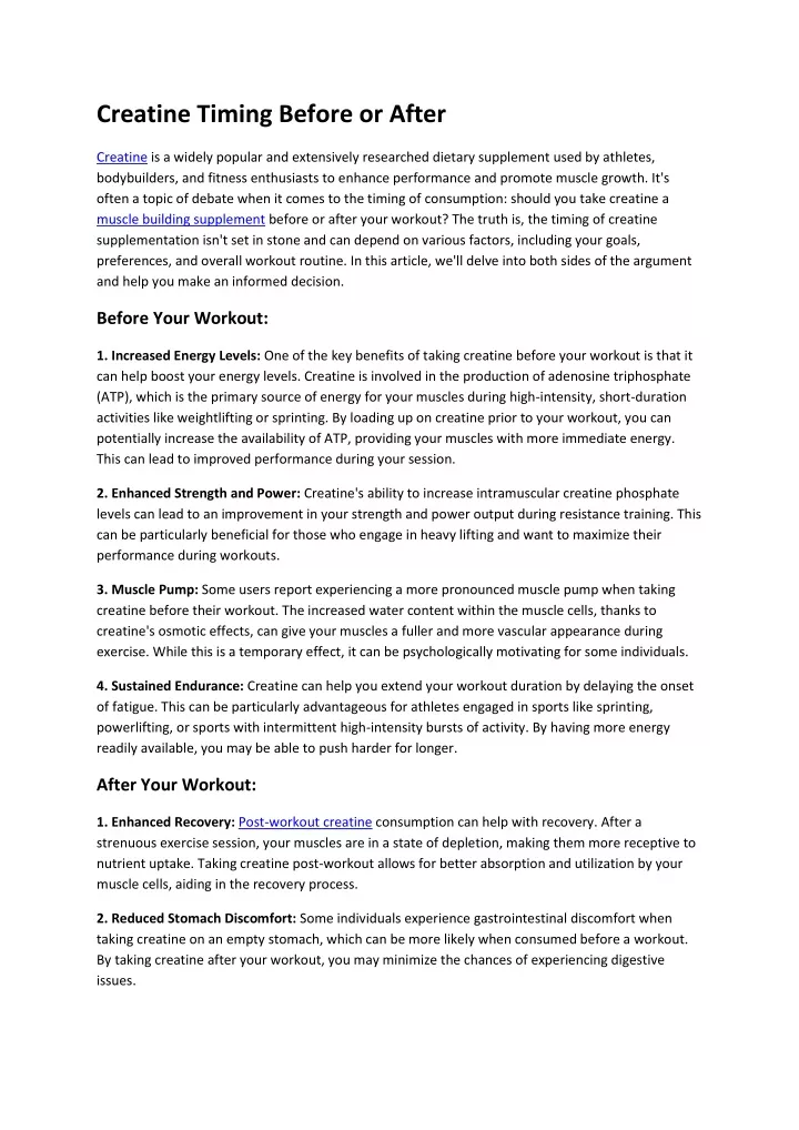 creatine timing before or after