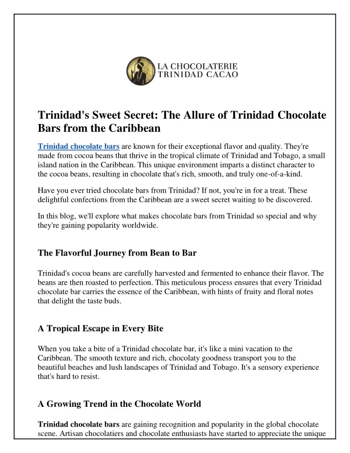 trinidad s sweet secret the allure of trinidad