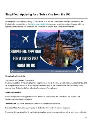 Simplified Applying for a Swiss Visa from the UK