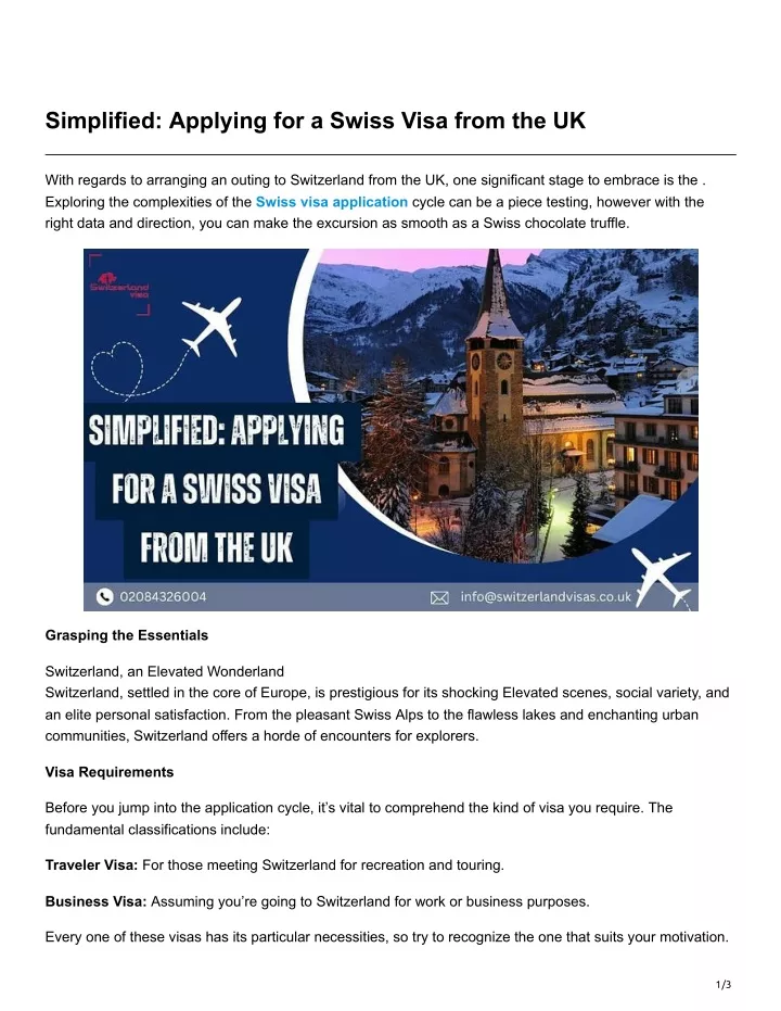 swiss tourist visa uk