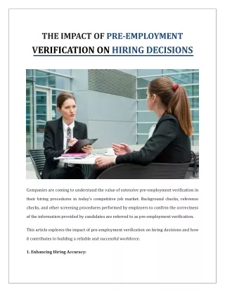 The Impact of Pre-Employment Verification on Hiring Decisions