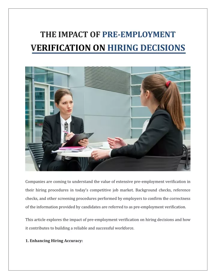 the impact of pre employment verification