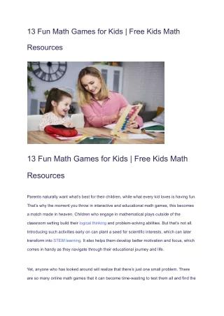 13 fun math games for kids free kids math