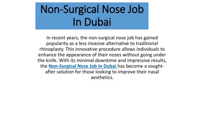 non non surgical nose job surgical nose
