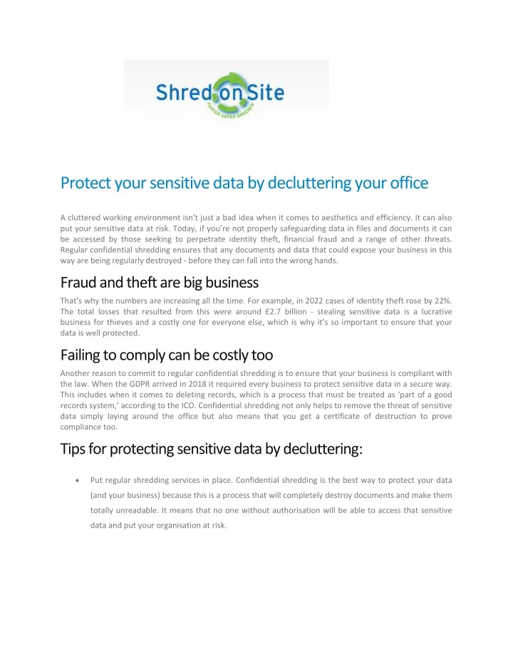 protect your sensitive data by decluttering your