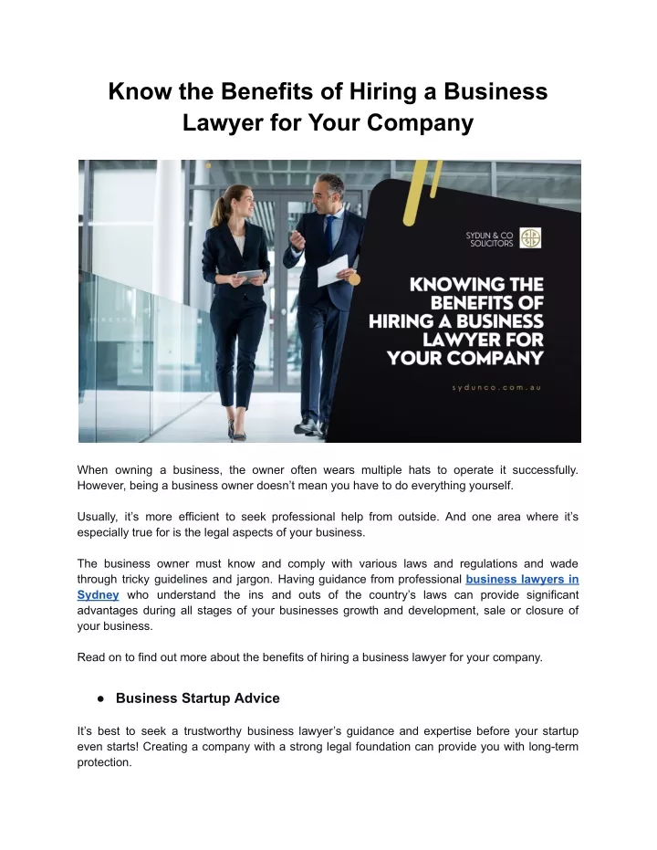 know the benefits of hiring a business lawyer