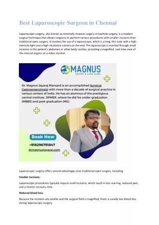 best laparoscopic surgeon in chennai