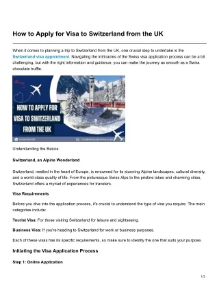 How to Apply for Visa to Switzerland from the UK