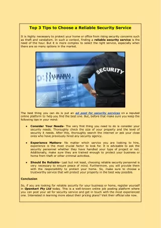 Top 3 Tips to Choose a Reliable Security Service