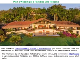 Plan a Wedding at a Paradise Villa Pelicano
