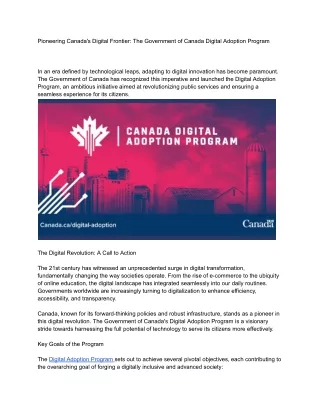 Pioneering Canada's Digital Frontier- The Government of Canada Digital Adoption Program
