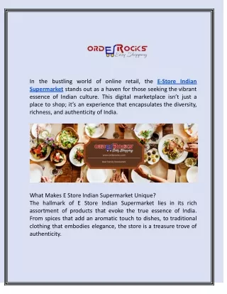 E Store Indian Supermarket - Authentic Flavors Online