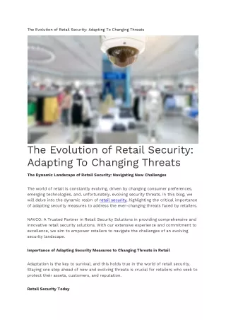 Evolution of Retail Security Adapting To Changing Threats