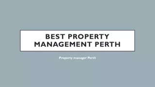 Best Property management Perth