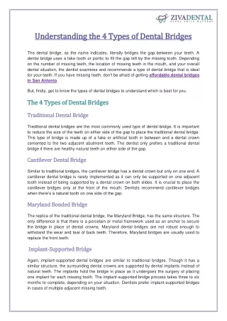 Understanding the 4 Types of Dental Bridges