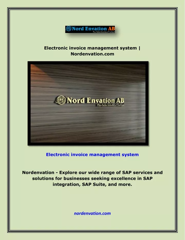 Ppt Electronic Invoice Management System Nordenvation Com Powerpoint Presentation Id