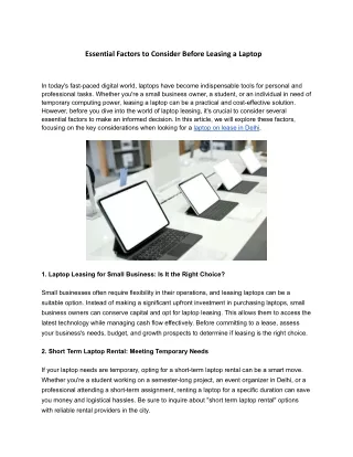 Essential Factors to Consider Before Leasing a Laptop