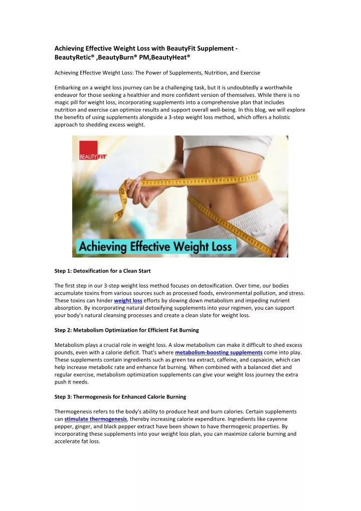 achieving effective weight loss with beautyfit