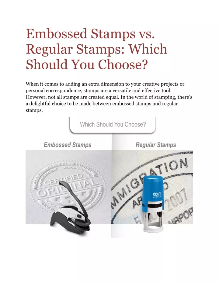 embossed stamps vs regular stamps which should