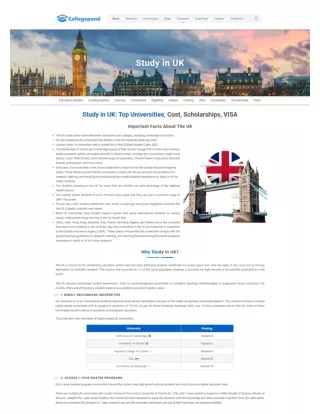 Study In UK Universities, Visa, Cost Of Living & Scholarships